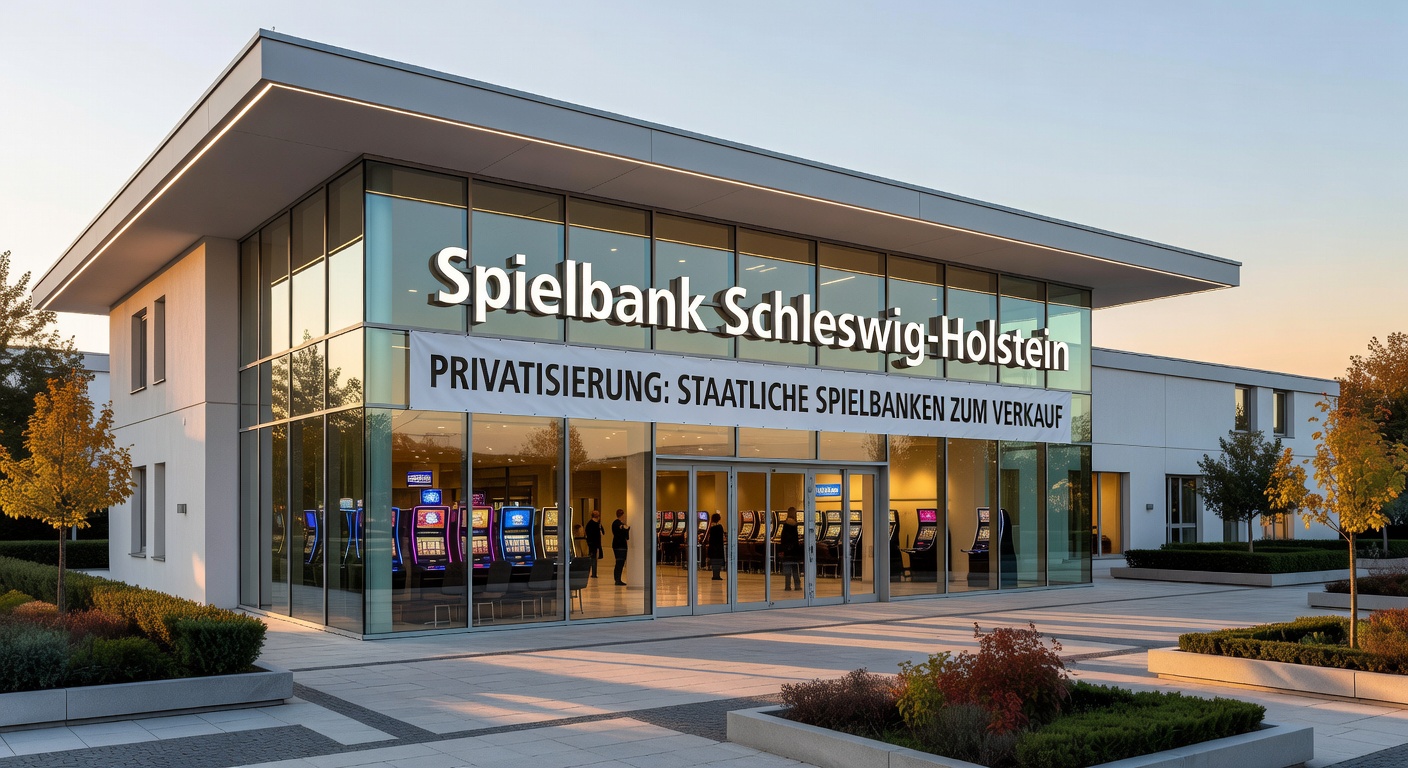 Innenansicht einer Spielbank in Lübeck mit Roulette-Tischen und glamouröser Beleuchtung, vor dem Hintergrund der Privatisierungspläne